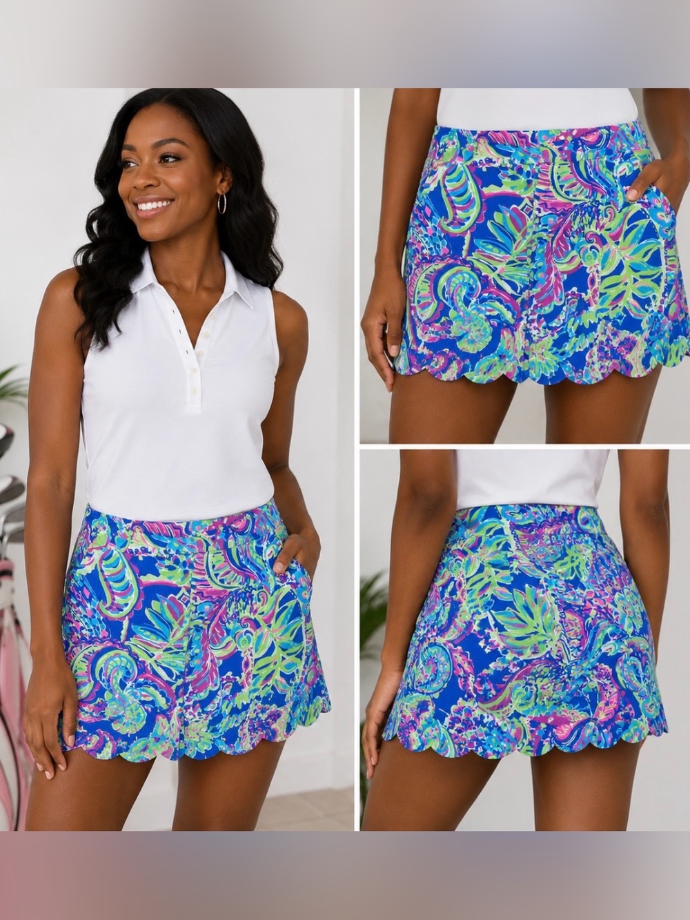 Lilly Pulitzer Tropical Print Scalloped Hem Shorts Size 8